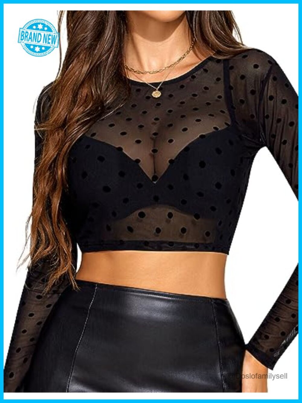 Sheer Mesh Crop Top Long Sleeve See Through Shimmer Clubwear